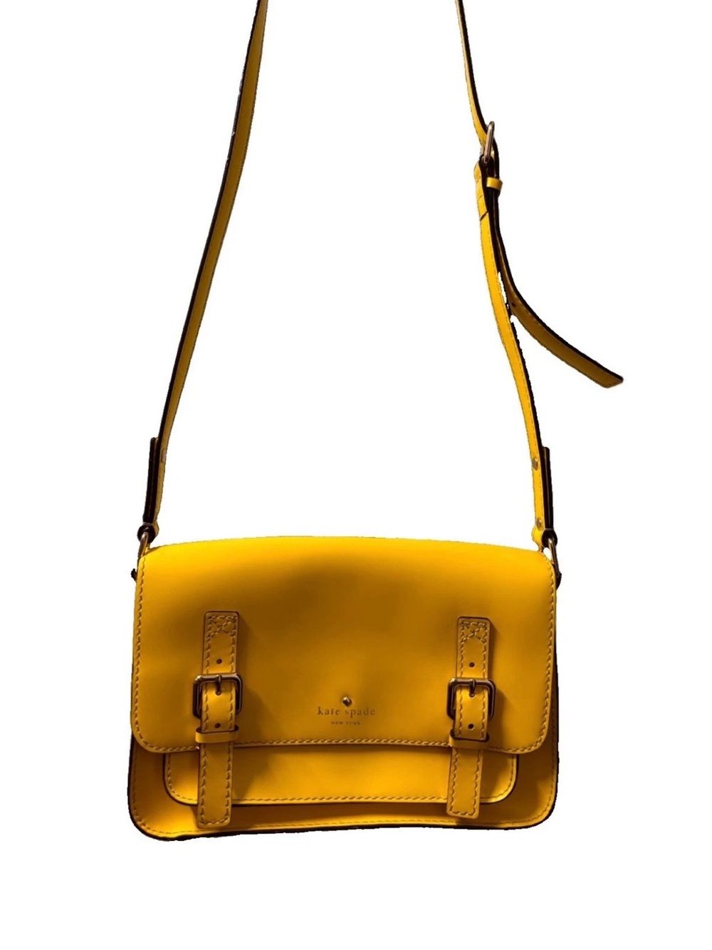 kate spade Yellow Leather Crossbody Bag with Buckle Straps